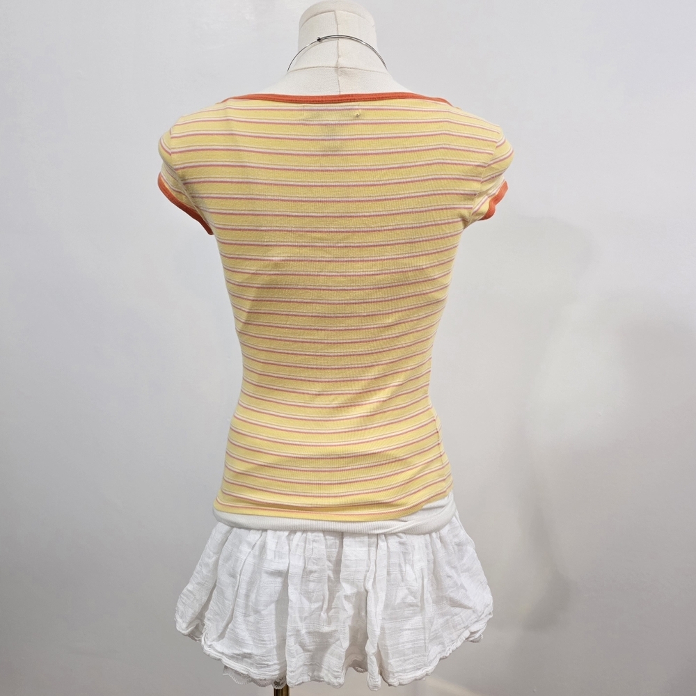 Abercrombie Vintage Striped Yellow Short Sleeve Top - Picture 7 of 7